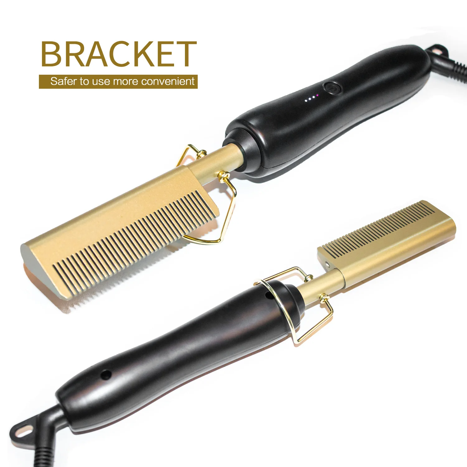 High Heat Flat Iron Gold Professional Luxury Rhinestone Electric Ceramic Ionic Hair Straighten Straightener Brush Hot Comb