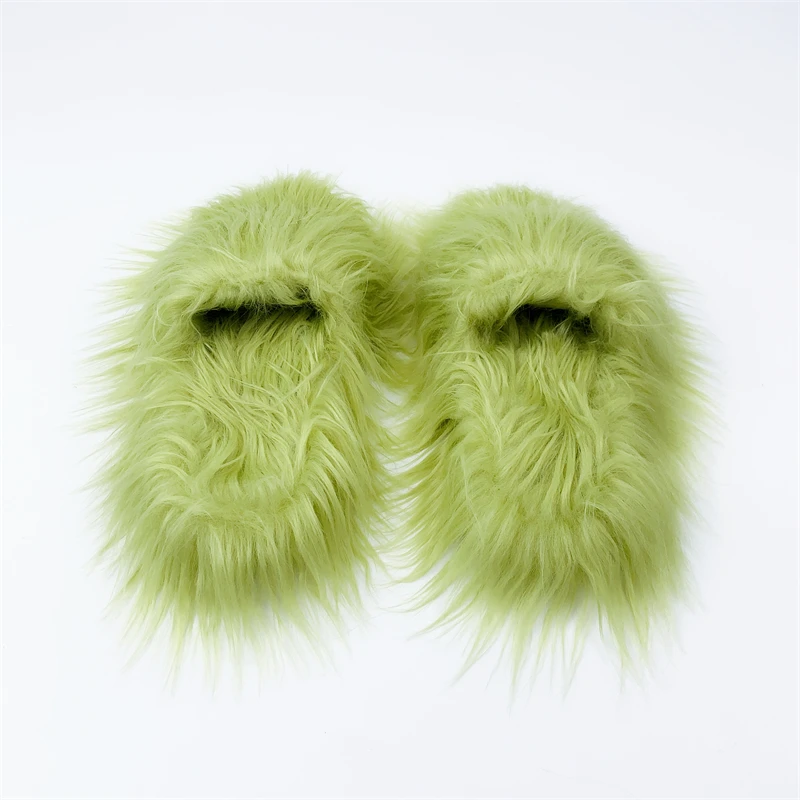 Ready to ship 2024 winter plush shoes Mongolian fur slid fashion fur slippers for women