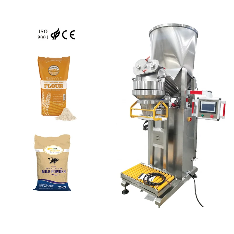 Double Screw Feeding Semi Automatic 15kg 20kg Milk Dry Weighing Bag Filling Powder Machine