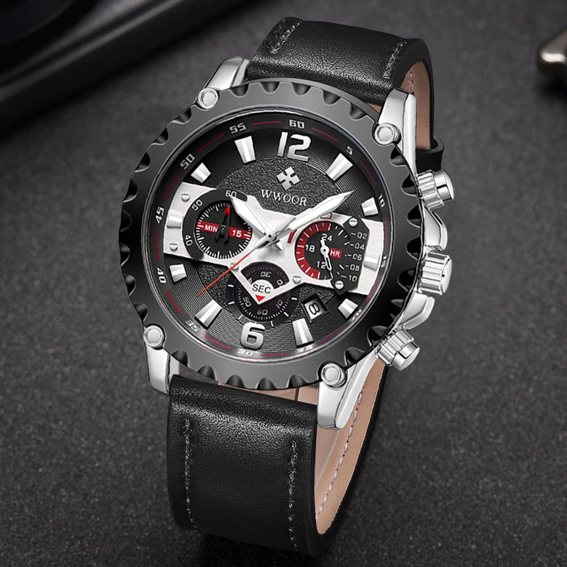 High Quality Brand Sports Chronograph Watches Men Custom Watch Dial Private Logo Waterproof Leather Band Watches For Men Luxury