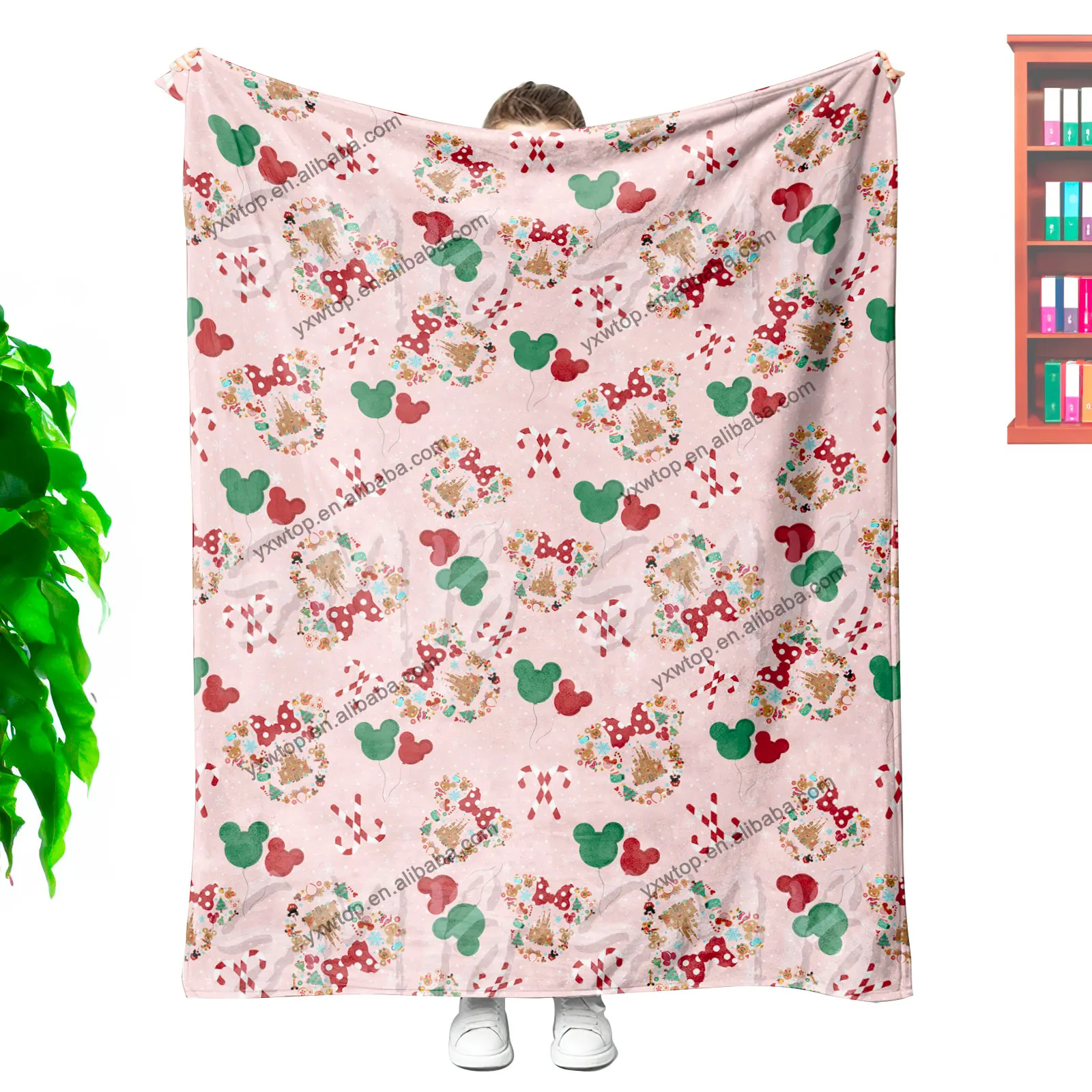 valentines day gift Wholesale Customized  cute micky mouse love pattern Valentine Sublimation Super Soft flannel Throw blankets