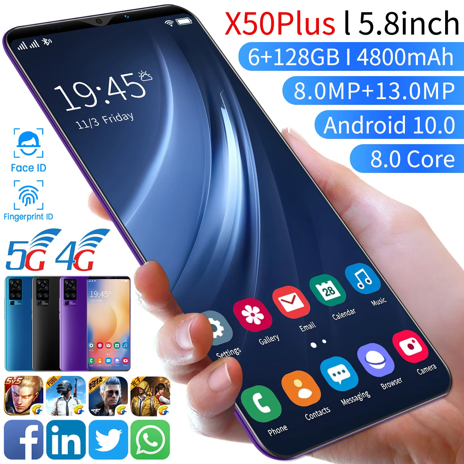  2021 новые оригинальные разблокированные мобильные телефоны X50 Plus сотовый телефон Android 4g gsm