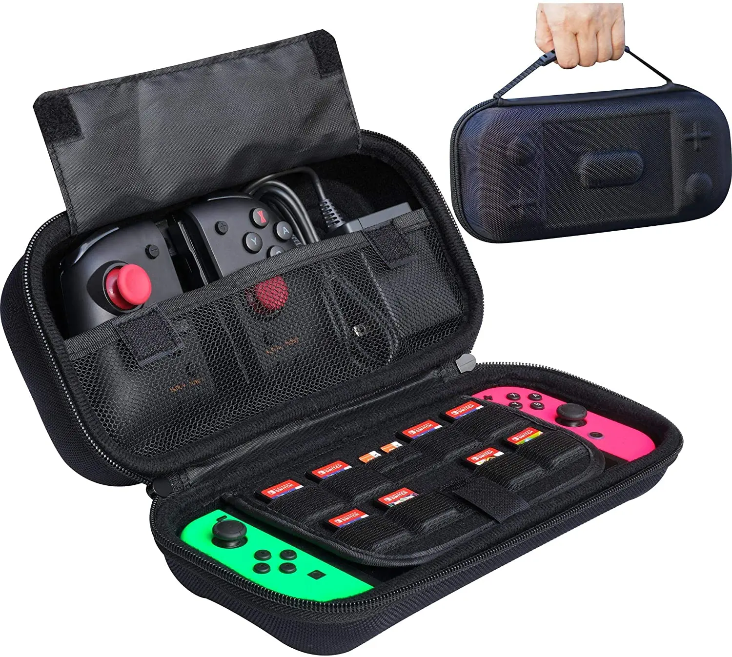 Custom Extra Large EVA Case for Nintendo Switch OLED, Fits Nintendo Pro Controller or Hori Split Pad Pro Controller