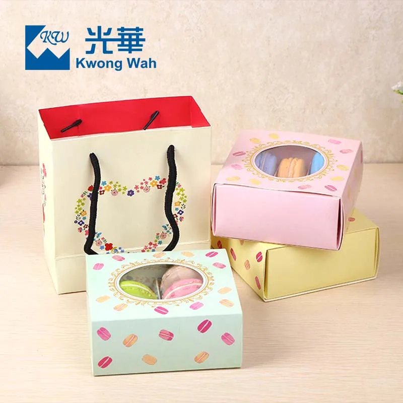 Wholesale Luxury Patisserie Donut Pac kaging Boxes With Clear Lid Macaron Paper Box