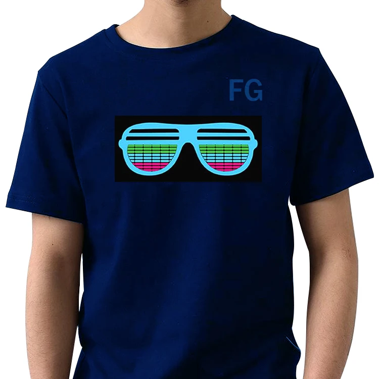 China supplier custom printing 100% cotton el t-shirt light up tshirt led t shirt