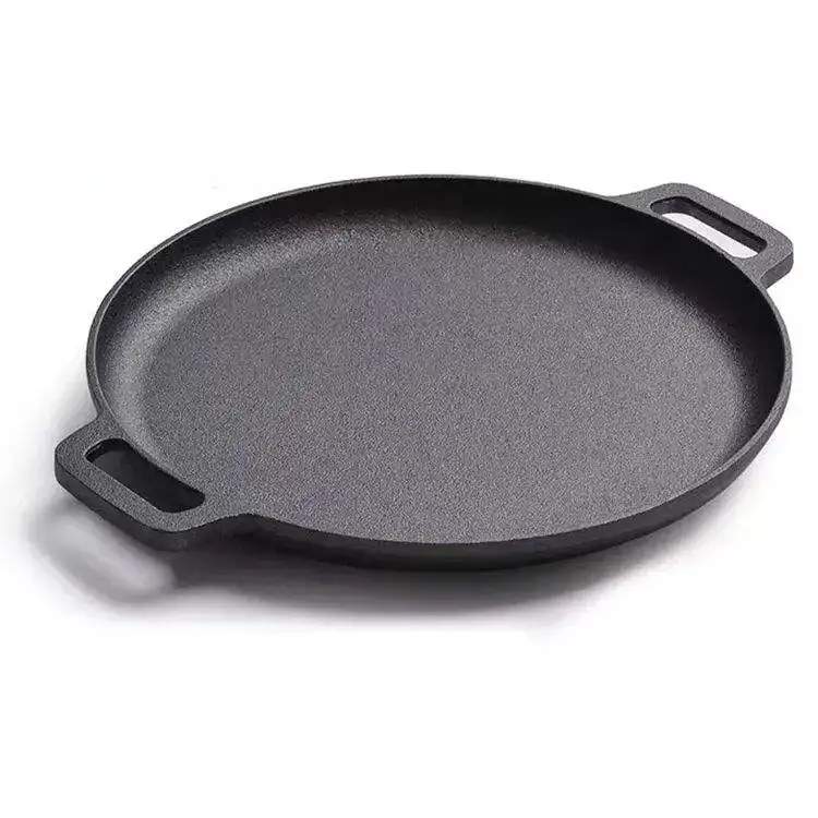 Cast iron non stick pizza pancake pan baking pan iron pizza pan skillet for cooking