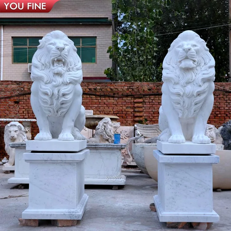 Большой бетонный мраморный лев сад резная статуя