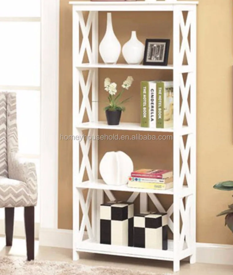 French Style Antique Wood Living Room White Display Shelf/Bookcase