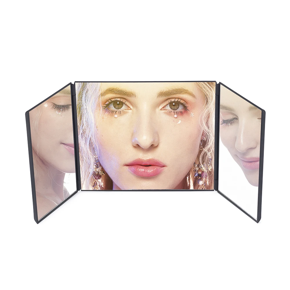 Car Makeup Mirror Car Vanity LED Mirror Trifold mirror