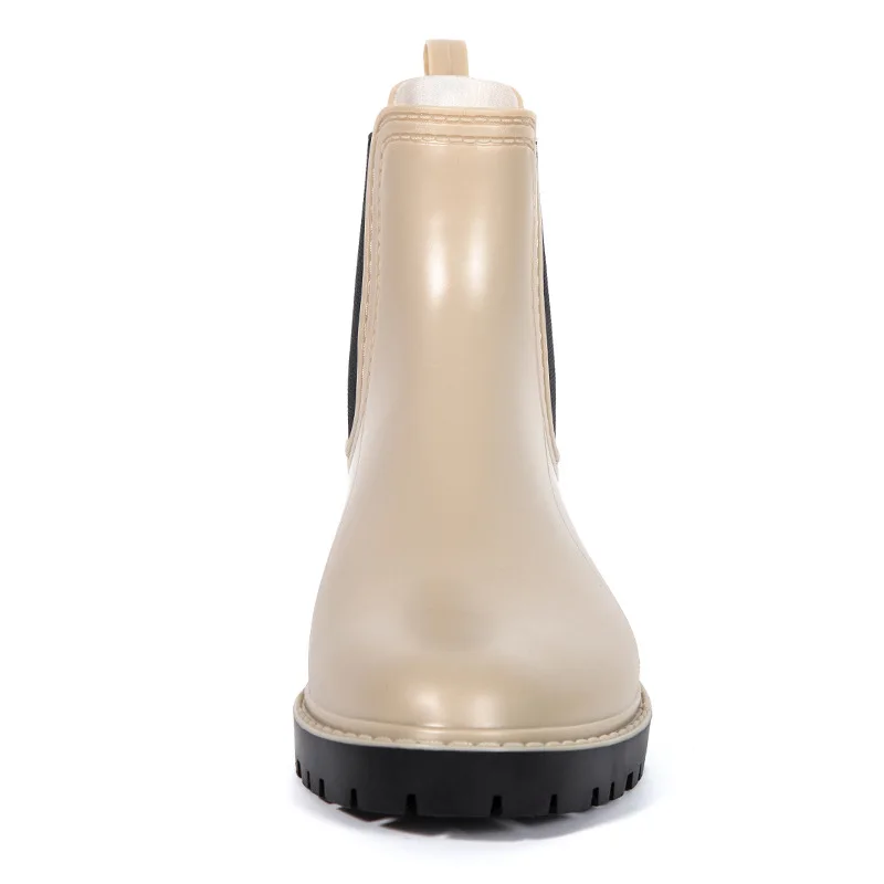 high quality beige  fashion ladies  PVC elastic rain shoes boots garden outdoor waterproof shoes