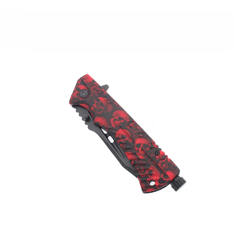 Wholesale Folding Knife with Skull Camo Design Hard Anodized Aluminum Handle Steel Blade for Camping Outdoor Hunting Rescue EDC