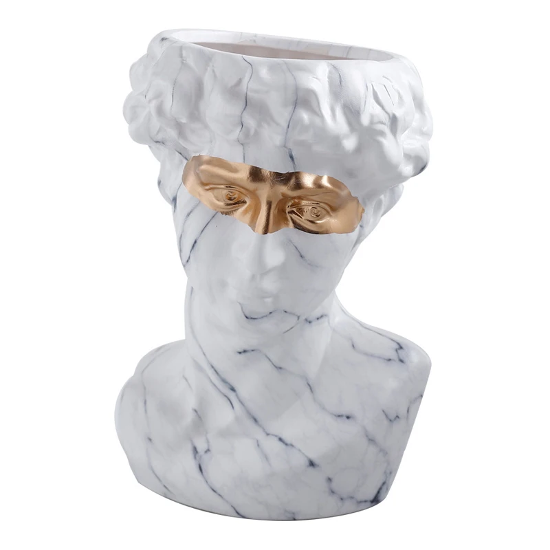 Art Portrait Plants Flowers Pot David Statue Human Head Ceramic Vase For Hotel Wedding Center Piece Decor