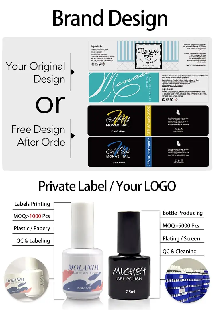 Hot Sale Factory Supplies OEM Logo Free Sample 2770 Color Gel  Wholesale Nail UV 3 Step Gel Polish