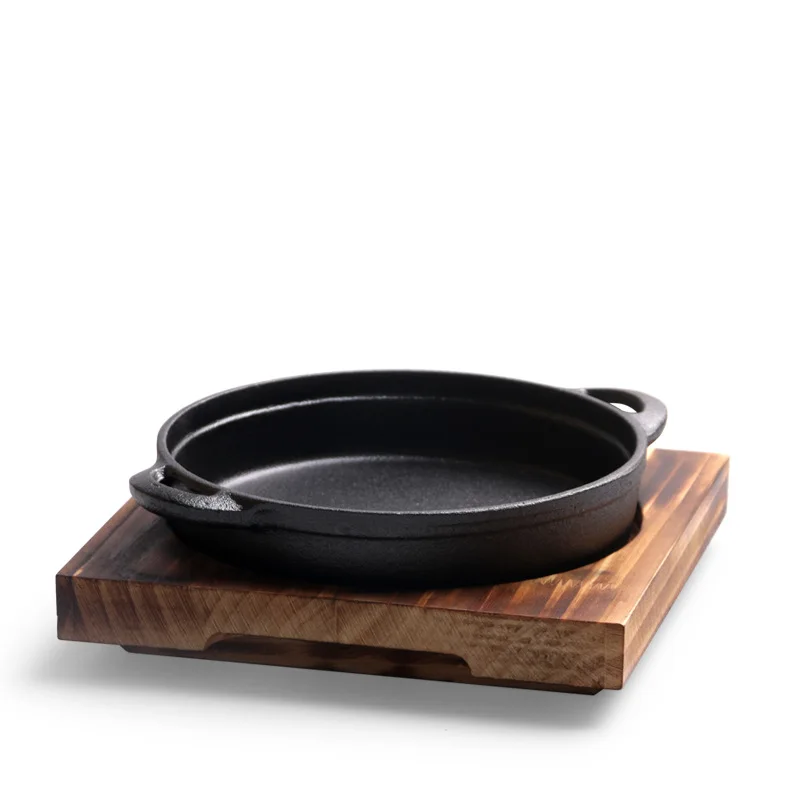 Health cooking at home Cast Iron 18cm Cast Iron Pizza Pan with Loop Handles Pre-Seasoned