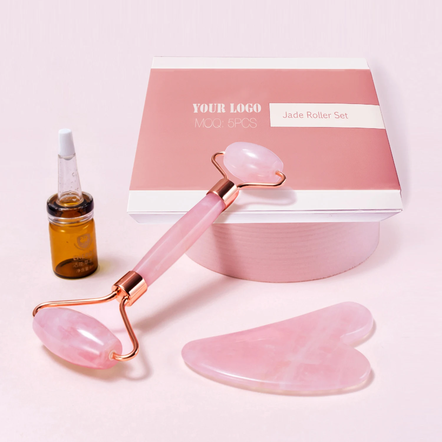 
Truelybeauty Electric facial eye massage with battery gua sha roller rose quartz pendant triangle 