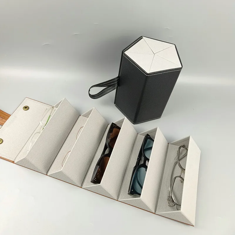Foldable Sunglasses Organizer 2/3/4/5/6 Slots Travel Glasses Case Multiple Pairs Eyeglasses Storage Box Hanging Eyewear Holder