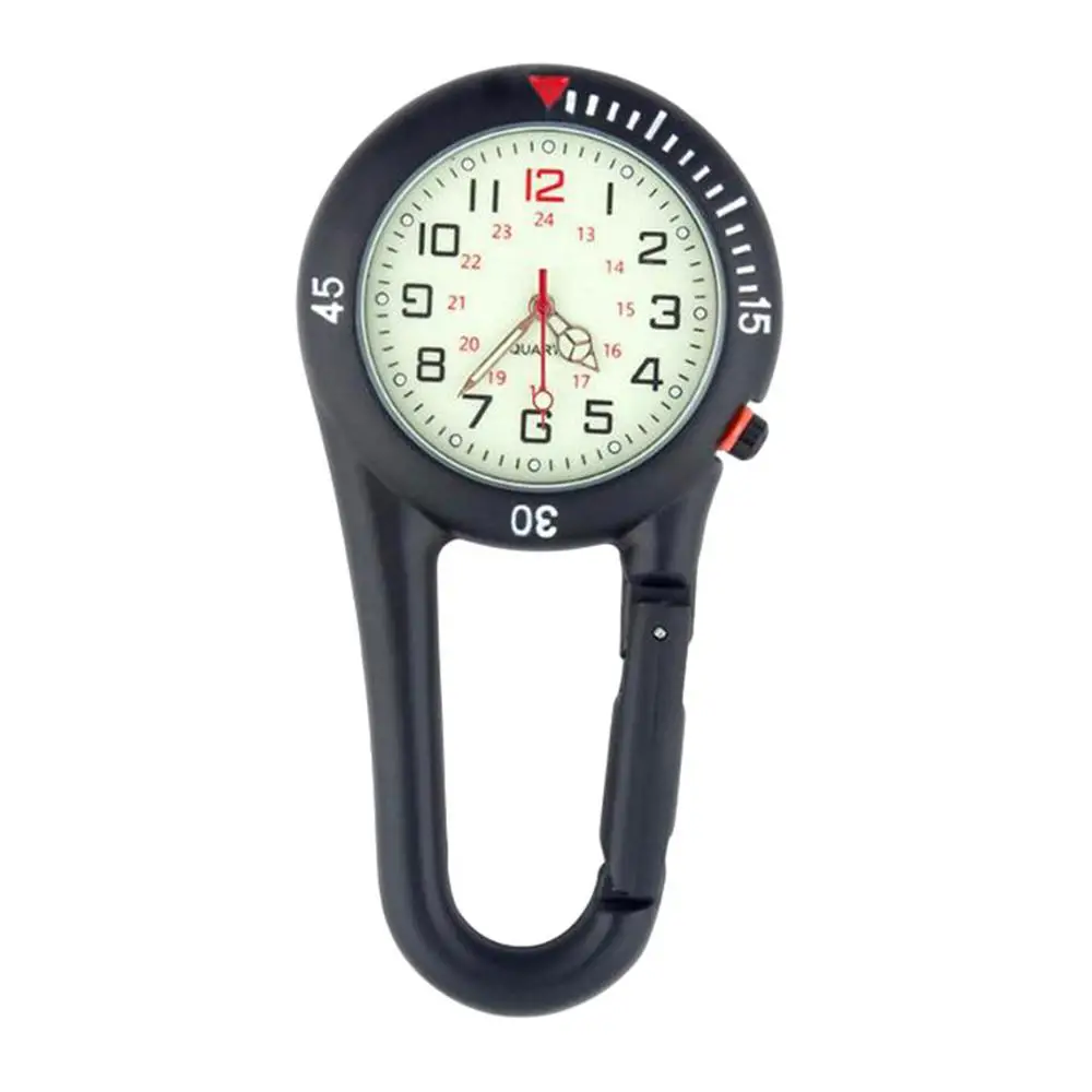 Sport Outdoor Carabiner Watch Clock Mini Dial Luminous Hands Watches Doctor Nurse Pocket Fob Watch Shellhard