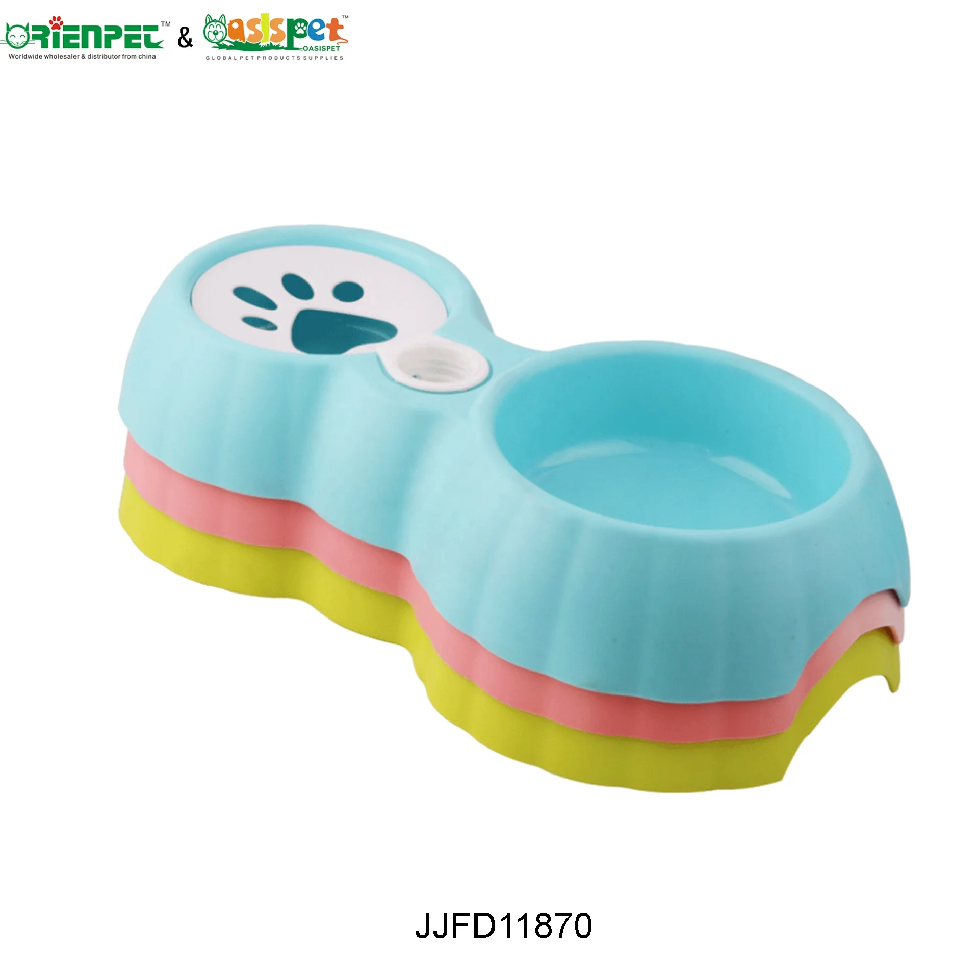 ORIENPET & OASISPET Pet Plastic Pumpkin shaped double bowl JJFD11870 pet feeder Pet products
