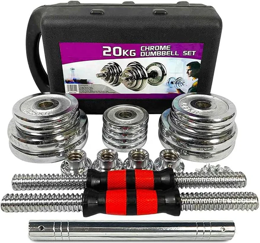 Dumbbell Barbell Weight Adjustable Design Adjustable Dumbbells Set Silver Men Shandong with Carrycase Iron 2 in 1 44 LB / 66 LB