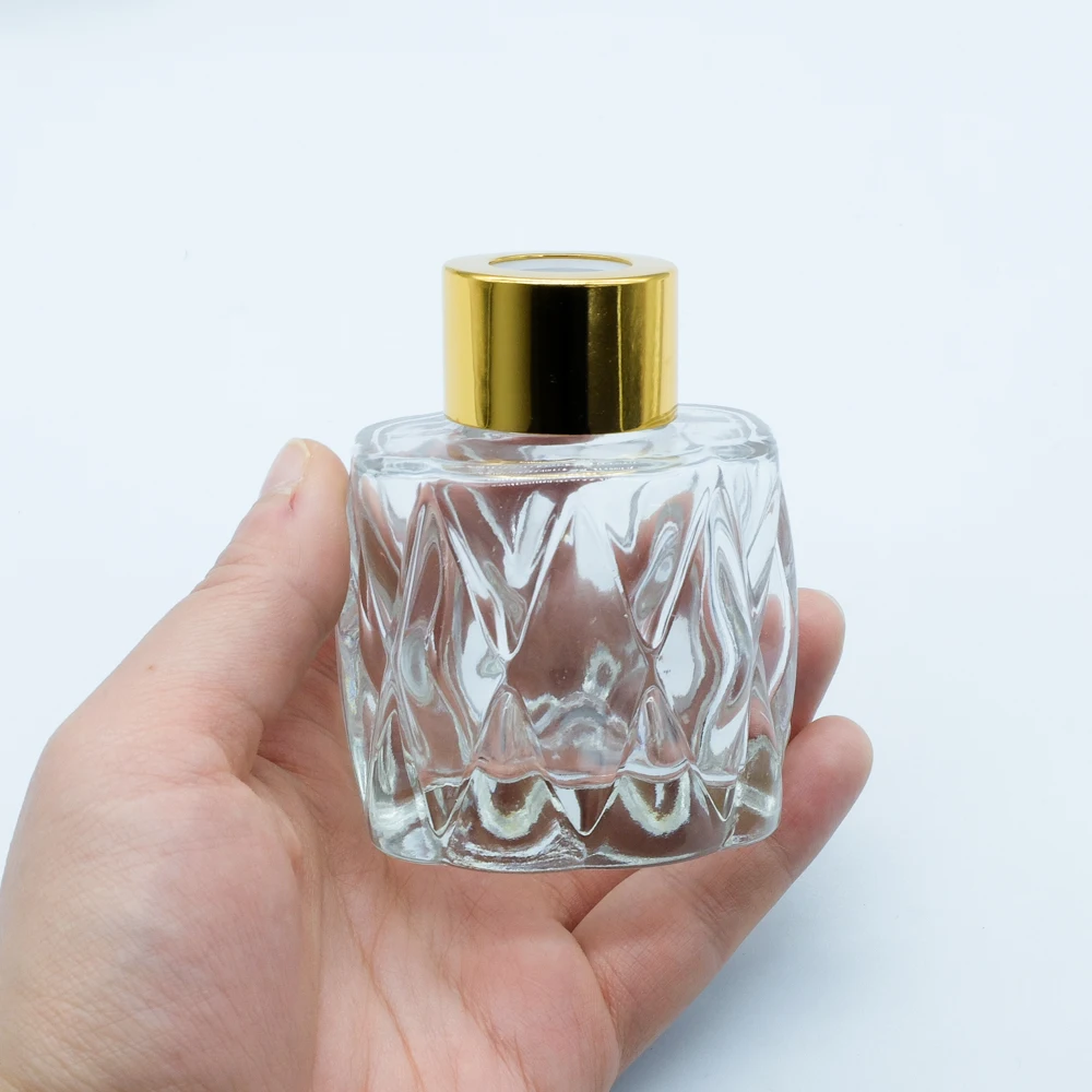 Top Supplier Luxury 50ml Small Clear Essential Oil Cosmetic Perfume Reed Diffusers Bottle with Rose Gold Mat Screw Lid/Cap/Top