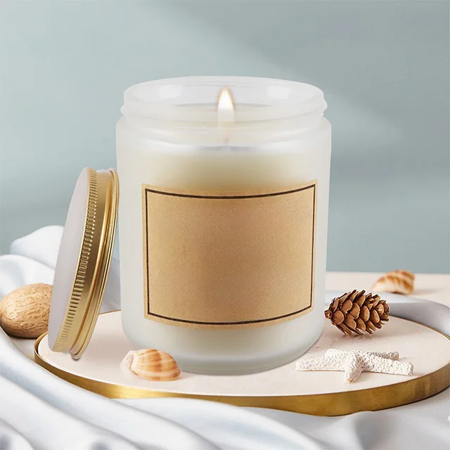 Putian Bamboo Lid Nordic Decorative Candle Jar Custom Color Black White Brown Frost Empty Glass Candle Jars With Gift Box