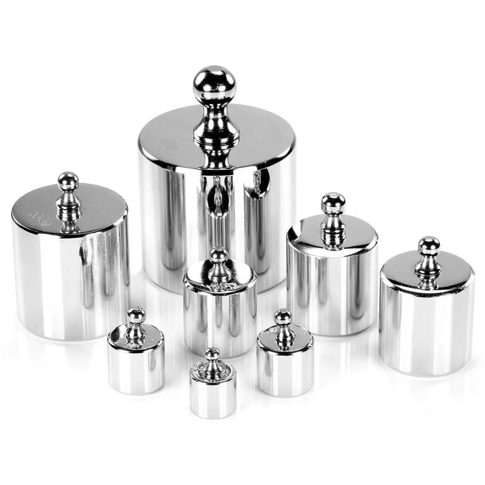 8 Pieces 1kg Steel Chrome Plated Calibration Weight Set Case Tweezers for Digital Jewellery Scale Science Lab