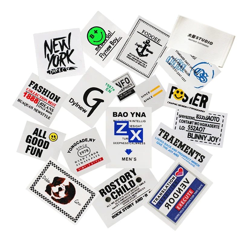 Custom Woven Tags Labels Clothing Shoes Bags Sustainable Eco-Friendly 3D Printed Silicon Cotton Folded Center Logo Accessories