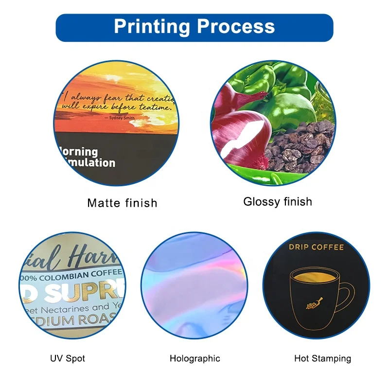 Custom Matte/Glossy Black Doypack Foil Mylar Food Packaging Stand up Zip Lock Bag