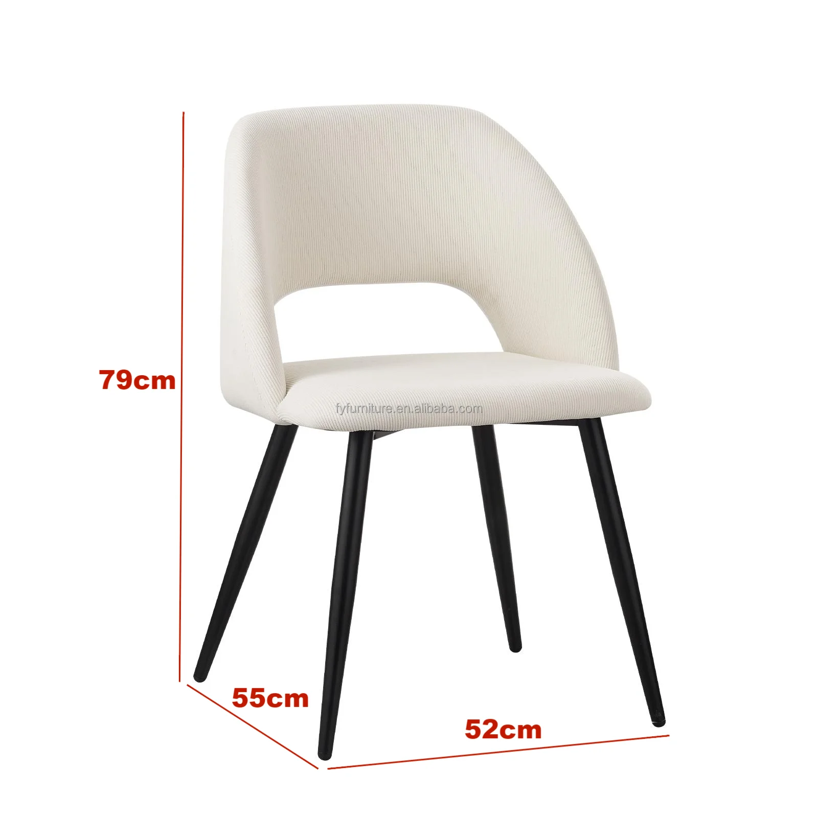 Free Sample Customized Furniture Kitchen Nordic Modern Metal Legs Upholstered Velvet Fabric Dining Chair