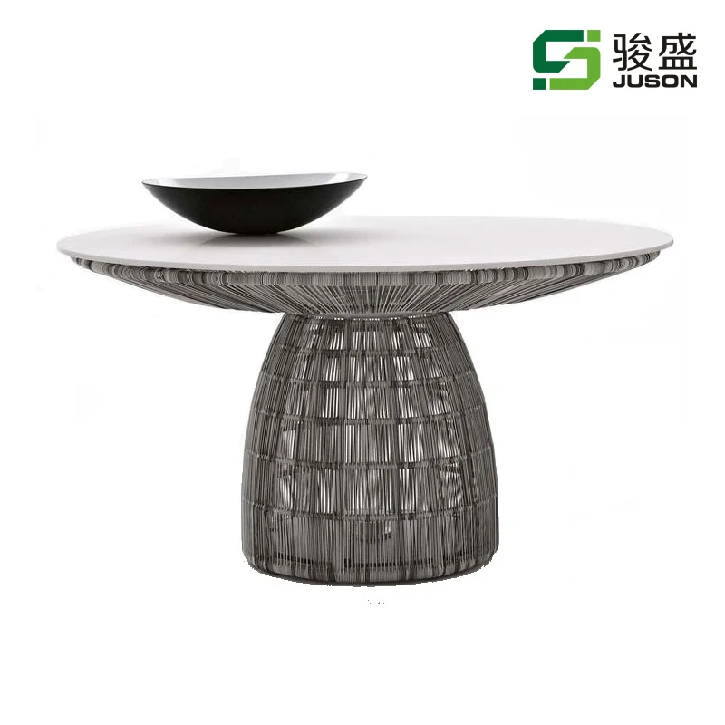 
Wholesale patio rattan wicker dining table furniture with marble top garden dining set outdoor 