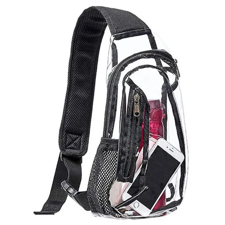 New Fashion Unisex Clear PVC waterproof Shoulder Crossbody Backpack wholesale custom Stadium Approved Mini transparent Sling Bag