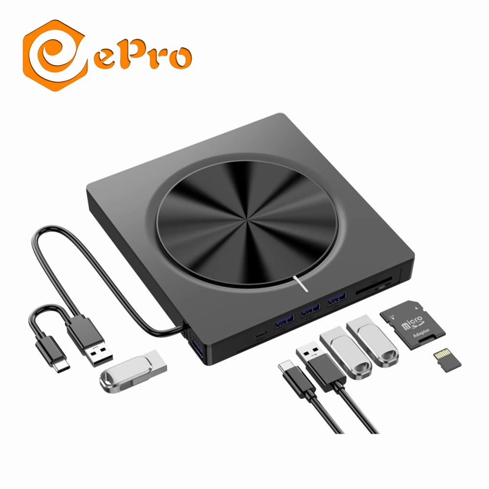 2024 7-in-1 EDD30 V2 External DVD Drive new Type-C+USB3.0 Optical CD-RW DVD-RW Writer Burner Free Drive For Wins Laptop Computer