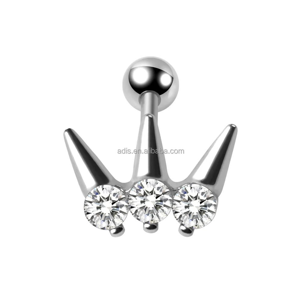 Fashion hot selling stainless steel crystal women earring labret tongue body piercing jewelry