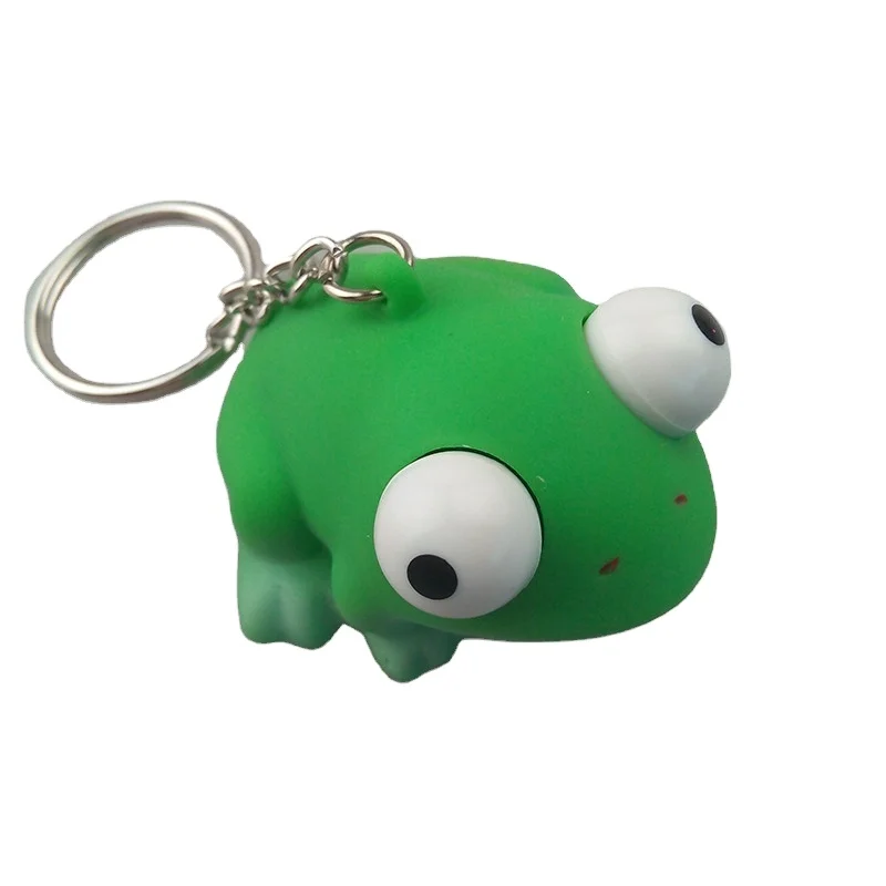 Green eye popper frog shaped keychain, Children toy popular 3d soft pvc keychains