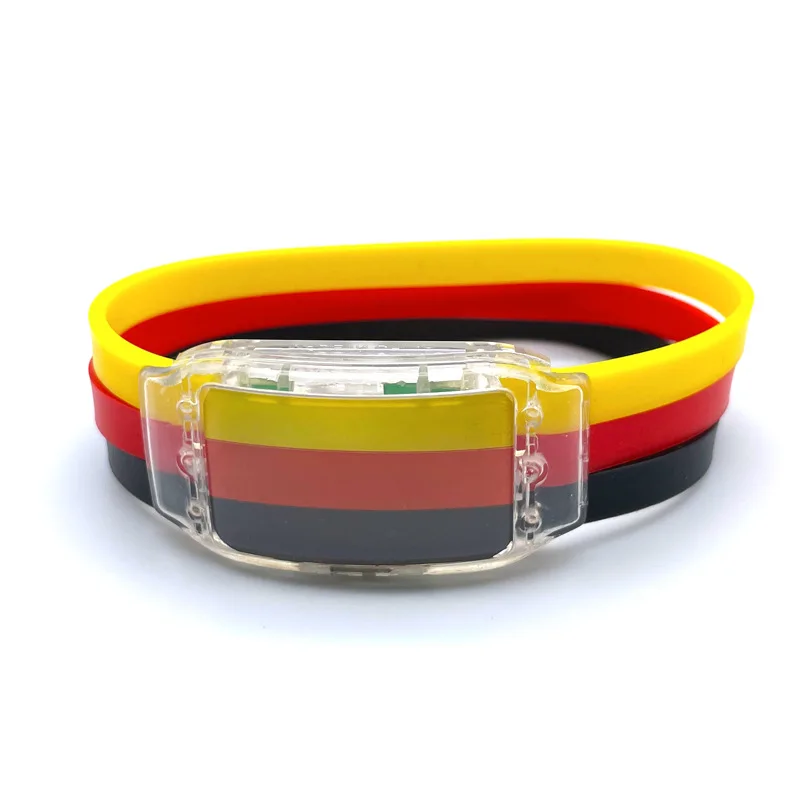 2022 World Cup Flag Bracelet American Brazil Soccer team Flag Luminous Silicone Bracelet Scene Atmosphere Led Lighting Props