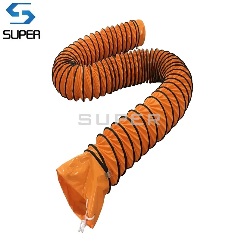 150mm 5M  Fire Proof PVC Flexible Air Duct With Hanging Hooks