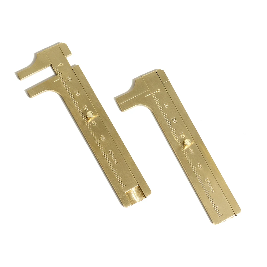 Solid Brass Pocket Caliper Measuring Mini Tool Handy Caliper for Jewelry Ring Bead Single Scale Sliding Gauge Metal Ruler 60mm
