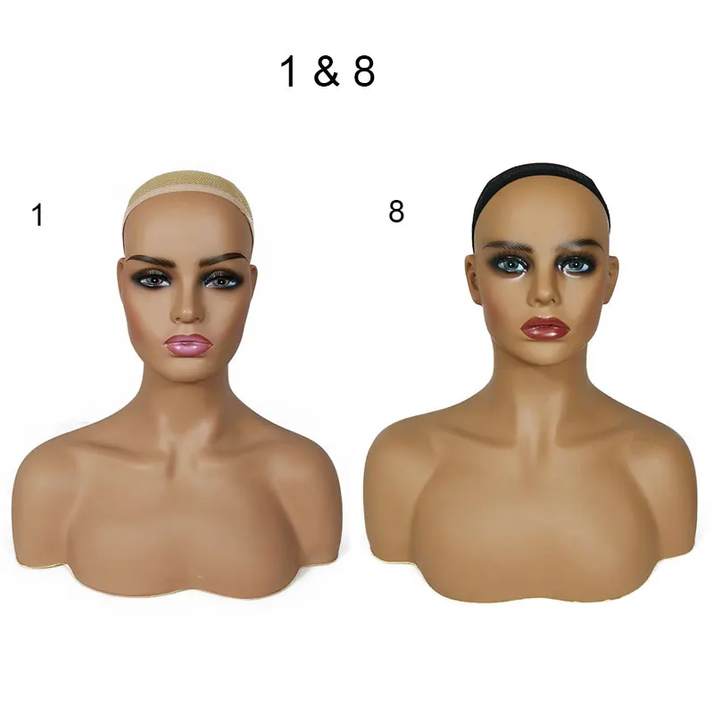 
2pcs PVC+PE Female Mannequin Head With Shoulder For Wig Display Makeup Mannequin Head Women Face Mannequin Heads 