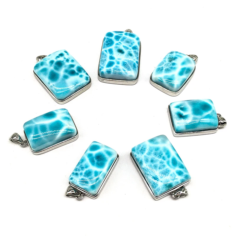 Wholesale Natural larimar pendants blue gemstone jewelry crystal pendants for home decoration and gifts