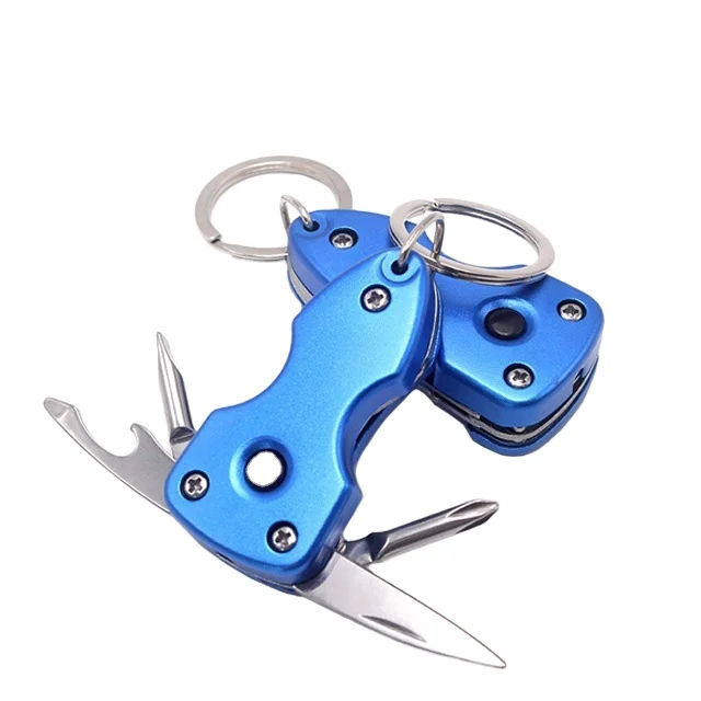 5 in 1 Multi Tool Key Chain Mini screwdriver pocket knife keychain multi tool with flashlight