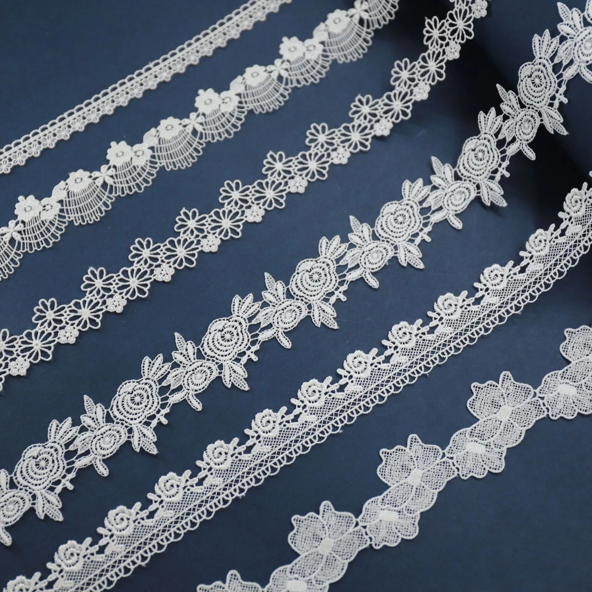 Multi-style Lace Water Soluble Polyester Bridal Guipure Beaded Sequins Mesh Fabric Fancy Chemical Lace