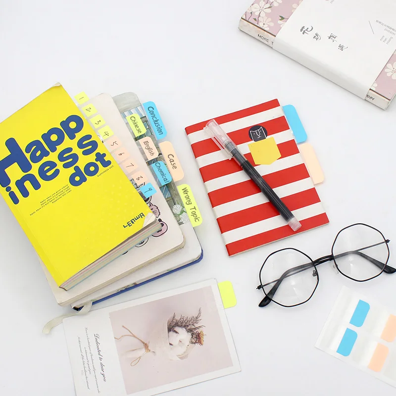 Цветные и логотип на заказ водонепроницаемые липкие индексные язычки записываемые закладки Липкие заметки для чтения