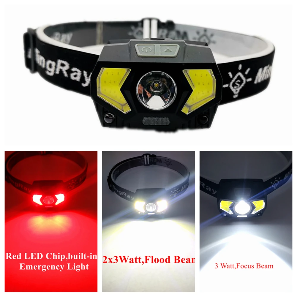2020 новый перезаряжаемый светодиодный налобный фонарь с датчиком движения USB с красным аварийным лучом, литиевая батарея включена по хорошей цене