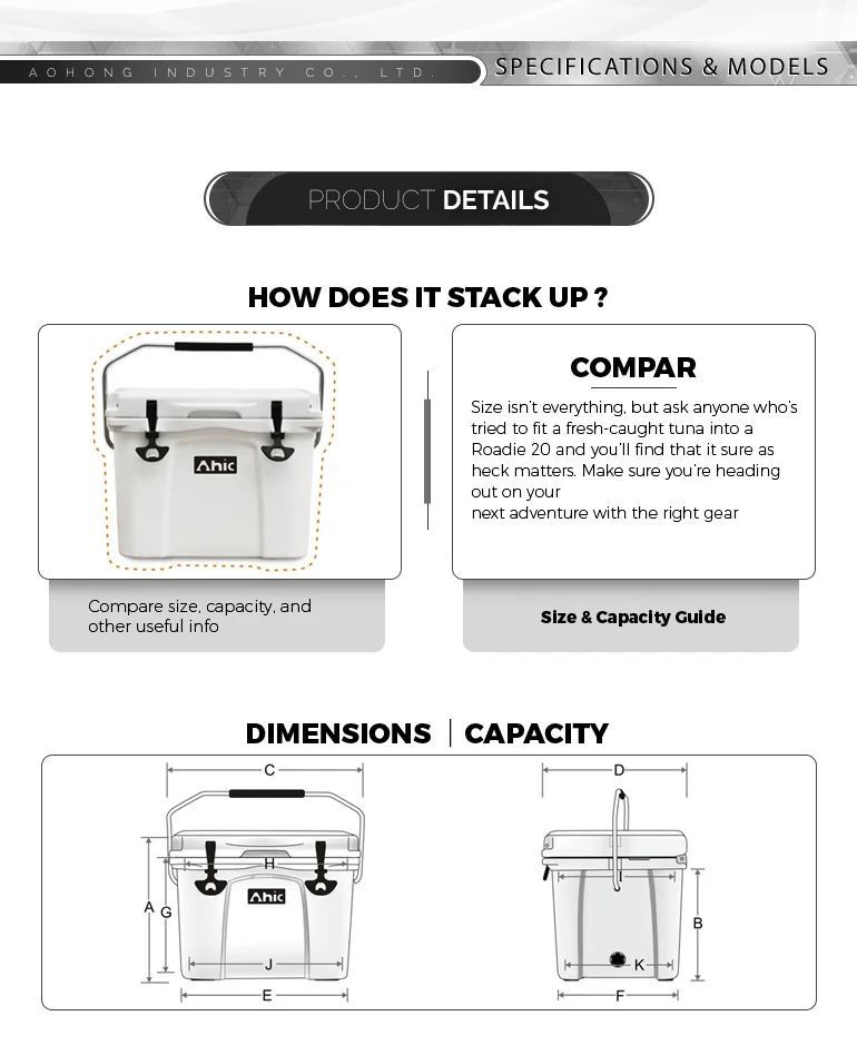 AHIC 25L Rotomolded Cooler AH25-H High Quality Hard Cooler Box for Fishing & Transport