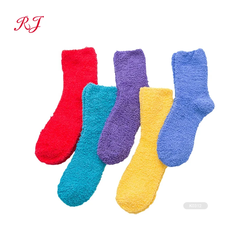 RJ-K0166 fluffy candy color cotton women fluffy bed socks