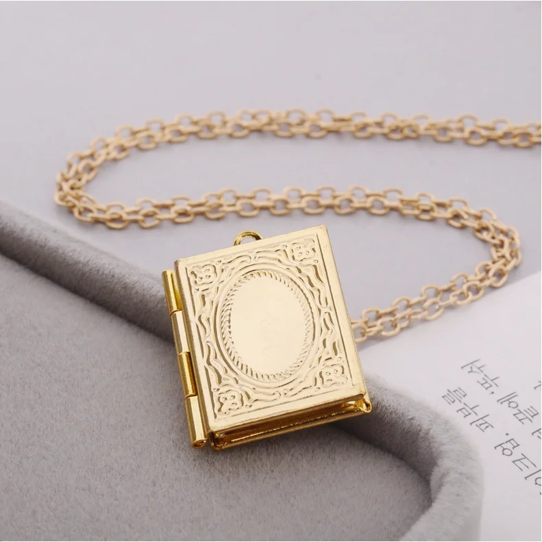 Silver Plated Opening Book Locket Pendant 04839