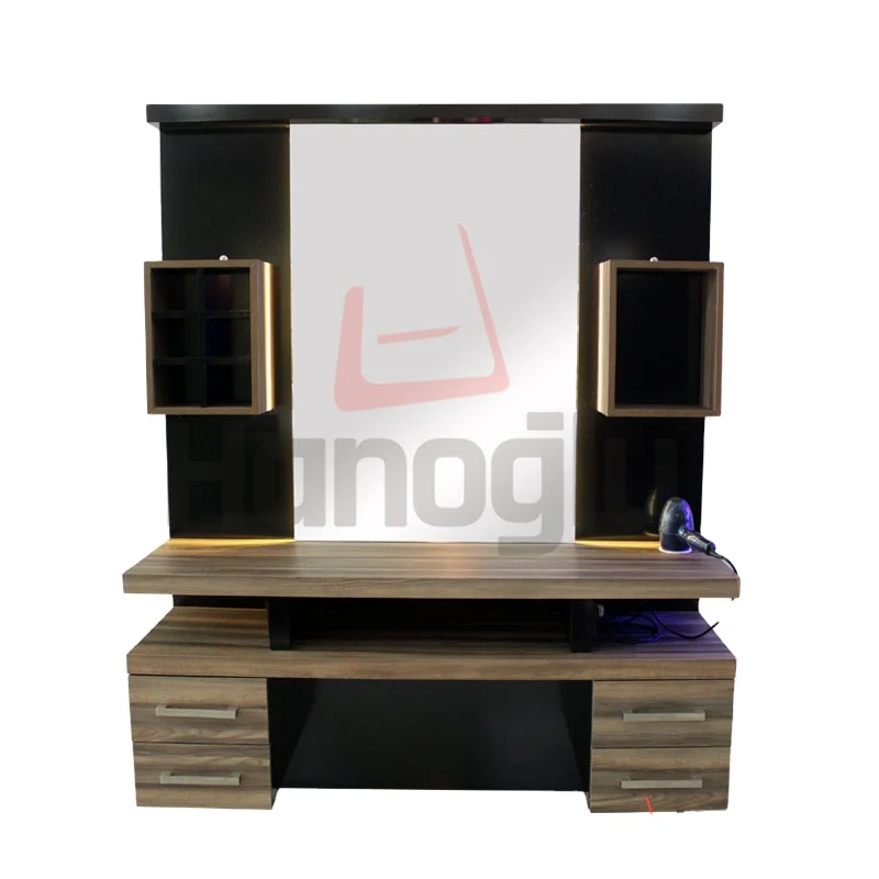 Hair Salon Equipment Double Side Barber Mirror Station