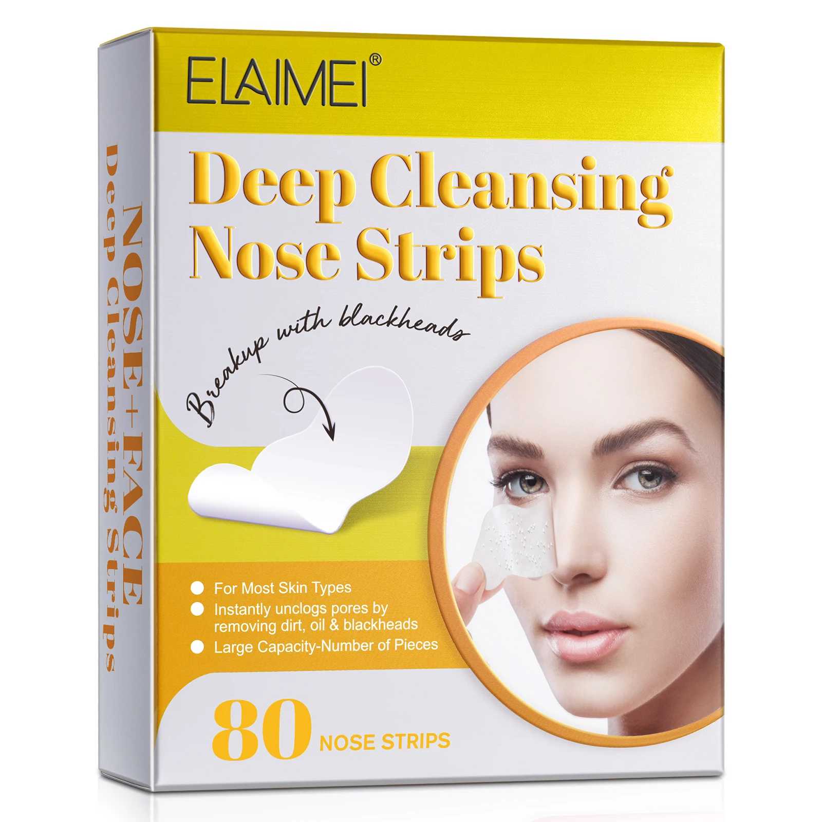 80 Pcs Blackhead Removal Deep Cleansing White Nose Pore  Strips for Blackheads