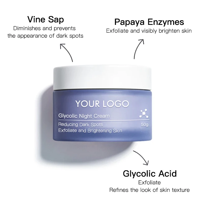 Private Label Skin Renewing Papaya Enzymes Reducing Dark Spots AHA Face Anti-Aging Night Cream For Whitening Face And Dark Spot