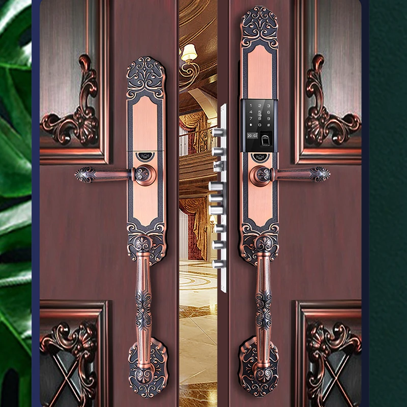 Classical European Luxury Villa smart lock villa fingerprint lock Tuya password lock double door mobile phone remote unlocking